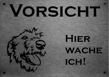 Edelstahl Warnschild Irischer Wolfshund VORSICHT Hier wache ich!